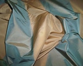 SILK LOOM ONIEDA Iridescent Stripes Silk Taffeta Fabric 10 yards French Blue Tan