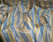 SILK LOOM PARISIAN Iridescent Stripes Silk Taffeta Fabric 10 yards Navy Blue Taupe Goldenrod