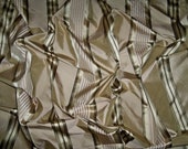STROHEIM ROMANN MELROSE Silk Taffeta Stripes Damask Fabric 10 Yards Beige Gold