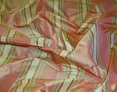 STROHEIM ROMANN ANNAHEIM Silk Taffeta Stripes Damask Fabric 10 Yards Rose Pink Cream Green