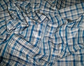 SILK LOOM BONNEVILLE Silk Check Plaid Fabric 10 yards Blue White