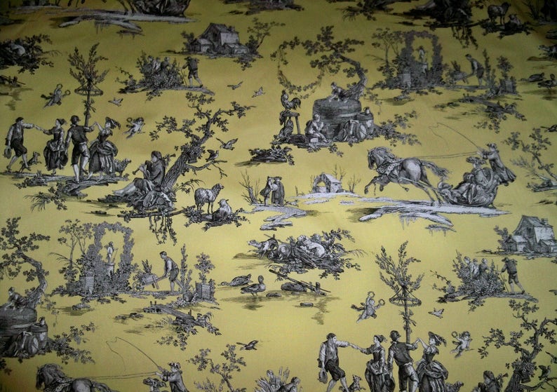 LEE JOFA KRAVET Romantic Fragonard Toile De Jouy Fabric 10 Yards Yellow Multi image 2