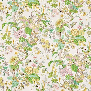 SCHUMACHER Tree of Life & Birds Cotton Fabric 10 Yards Pink