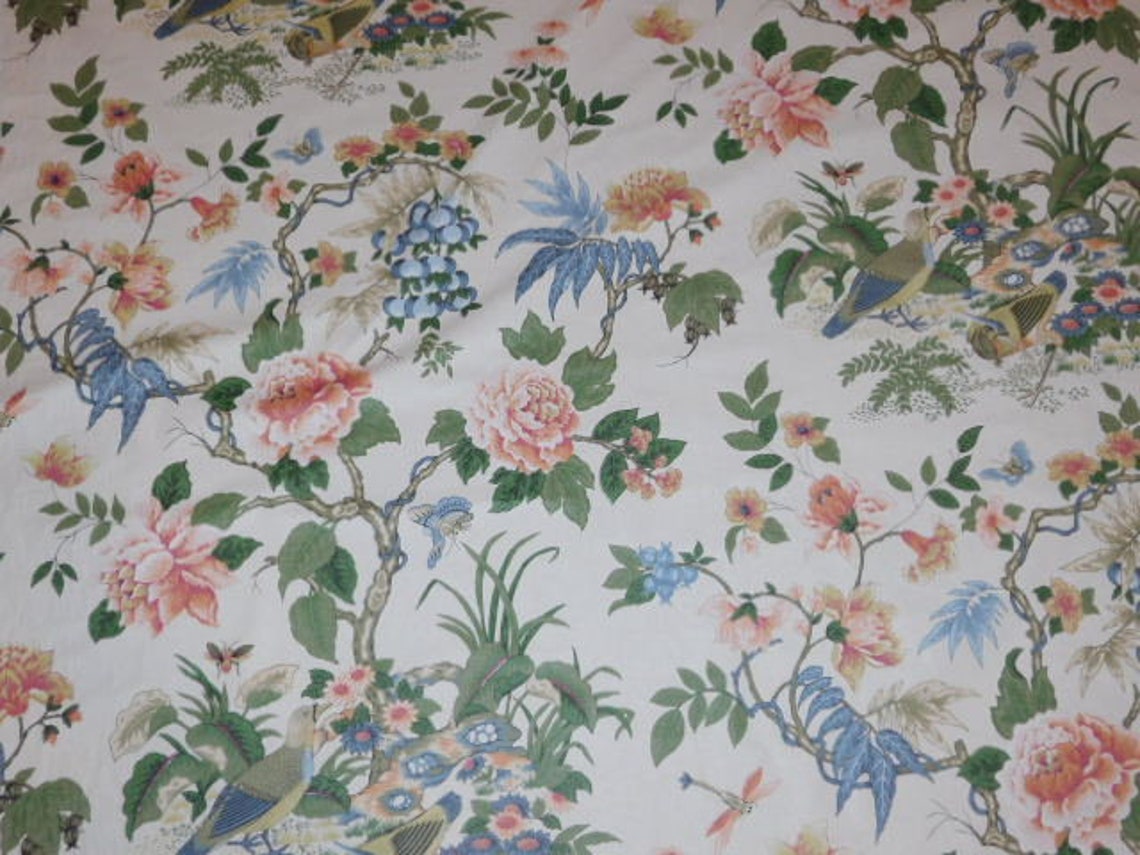 SCHUMACHER PHEASANT BIRDS Chintz Fabric 10 Yards Alabaster - Etsy