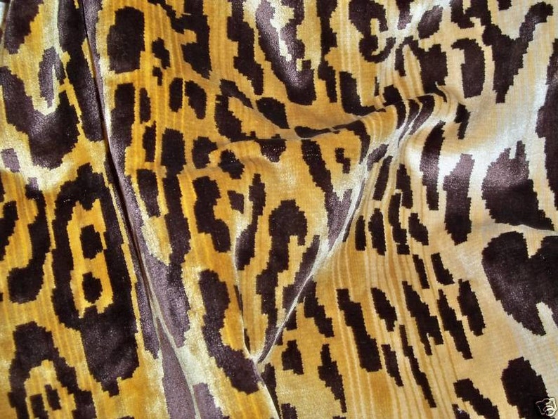 SCALAMANDRE LEOPARDO Leopard Style Velvet Fabric 5 Yards Ivory Gold