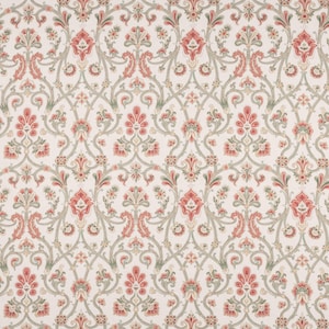COLEFAX & FOWLER Ornamental Scrolls Medallions Floral Linen Fabric 10 Yards Pink Green Multi