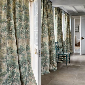 COLEFAX & FOWLER Forest View Trees Linen Print Fabric 10 Yards Leaf Green