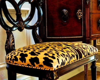 SCALAMANDRE STYLE Leopardo Leopard Velvet Fabric Yard Ivory Gold