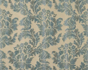 COLEFAX & FOWLER Ombre Scrolling Acanthus Leaves Damask Fabric 10 Yards Blue