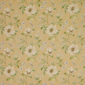 COLEFAX & FOWLER MAGNOLIAS Dragonflies English Garden Printed Linen Fabric 10 Yards Cream