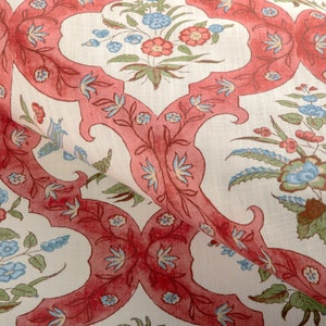 BRUNSCHWIG & FILS French Country Floral Medallions Fabric 10 Yards Red Blue
