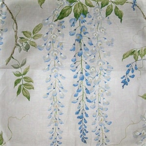COLEFAX & FOWLER WISTERIA Glazed Cotton Linen Fabric 10 Yards Blue Green Cream