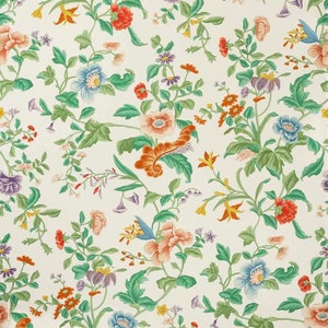 CLARENCE HOUSE Großer Blühender Blumen Leinendruck Stoff 10 Yards Multi