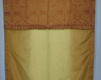 Impresionante Stroheim Seda Damasco Rosa Oro Top Sólido Oro Seda Tafetán Fondo Panel Individual Drapeado Hecho a medida