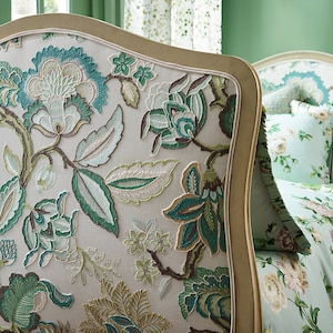 SCALAMANDRE Multidimensional Tree Of Life Jacobean Embroidered Crewel Fabric 3 Yards Celadon