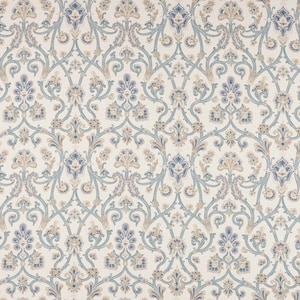 COLEFAX & FOWLER Ornamental Scrolls Medallions Floral Linen Fabric 10 Yards Blue Multi