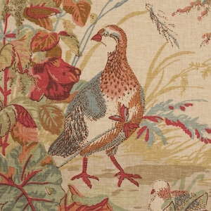 SCHUMACHER QUAIL MEADOWS Floral Toile Fabric 10 Yards Autumn Persimmons Green Multi