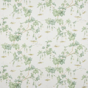 COLEFAX & FOWLER Petunia Vines Printed Linen Fabric 10 Yards Cream Leaf