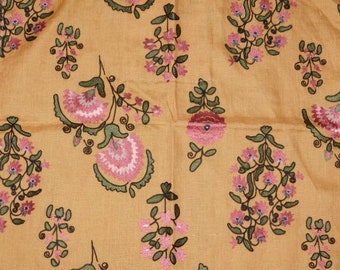 KRAVET LEE JOFA Strolling Petite Floral Embroidered Linen Fabric 10 Yards Safron Petal