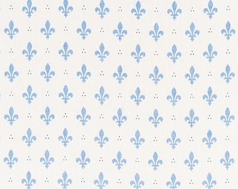 SCHUMACHER FLEUR De LIS Linen Fabric 10 Yards Blue