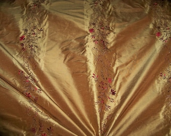 BEACON HILL Robert Allen AURA Bestickter Seidenstreifen Stoff 10,5 Yards Bronze Honig Burgund