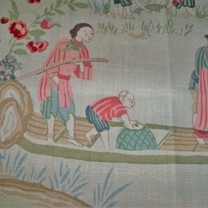 Tela SCHUMACHER CHINOISERIE YANGTZE River Toile, 10 yardas, multicolor aguamarina