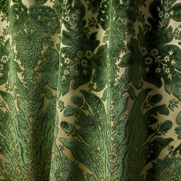 SCALAMANDRE The Met Silk Cut Regis Velvet Damast Fabric 1 Repeat Frond