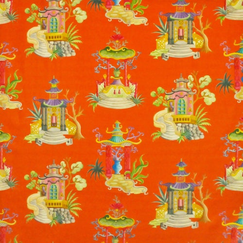 CLARENCE HOUSE French Chinoiserie Pagodas Linen Toile Fabric Etsy