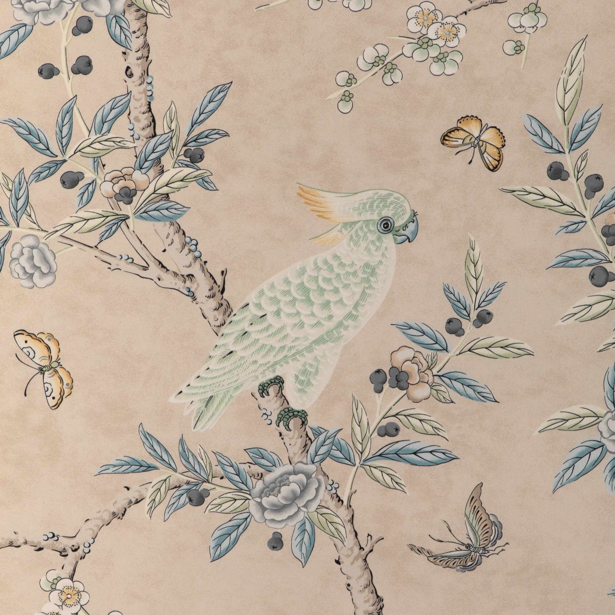 ヴィーヴィ・ケンパイネン　パステル画　　ふしぎなポートレート BRUNSCHWIG & FILS Kanchou Floral Bird Butterfly Cotton Print