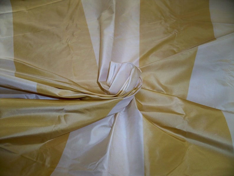 PINDLER CIELO STRIPES Silk Taffeta Fabric 6 Yards Cream Gold