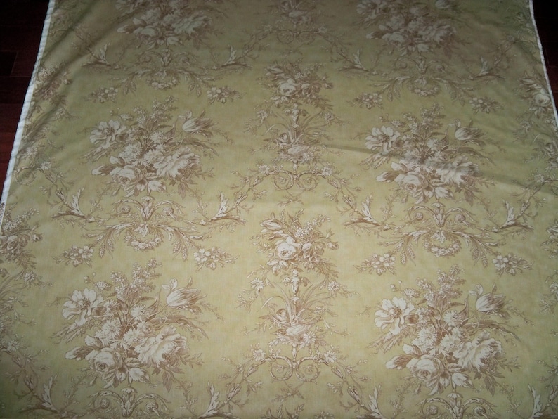 KRAVET LAURA ASHLEY French Country Queensway Shabby Bouquets Birds Toile Tela 10 yardas Toffee Multi imagen 1