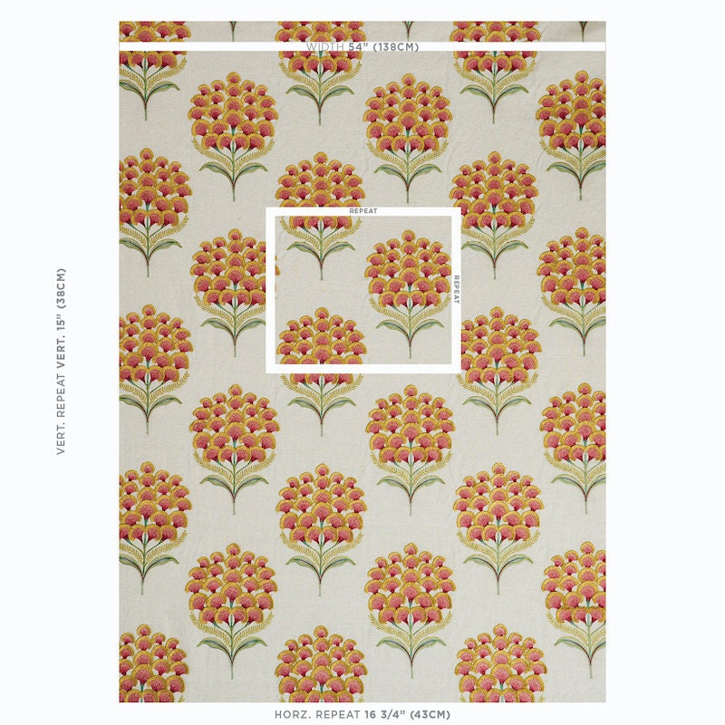 SCHUMACHER EXOTIC AURELIA Embroidered & Fringed Linen Fabric 3 Yards ...