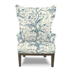 BRUNSCHWIG & FILS Birds Thistle Toile Fabric 10 Yards Blue