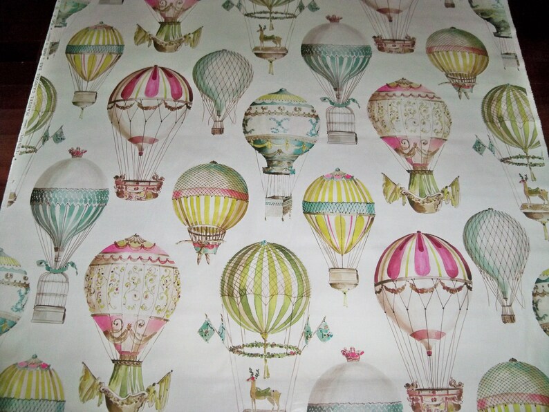MANUEL CANOVAS Hot Air BALLOONS Toile Fabric 10 Yards White Multi Etsy