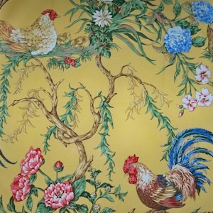 SCALAMANDRE Chanticleer Rooster Floral Toile Fabric 3 yards Multi