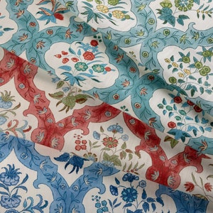 BRUNSCHWIG & FILS French Country Floral Medallions Fabric 10 Yards Sky Blue