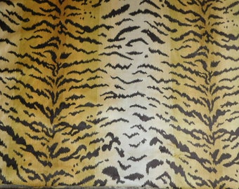 SCALAMANDRE TIGRE TIGER Viscose Velvet Fabric 1 Yard Ivory Gold Black