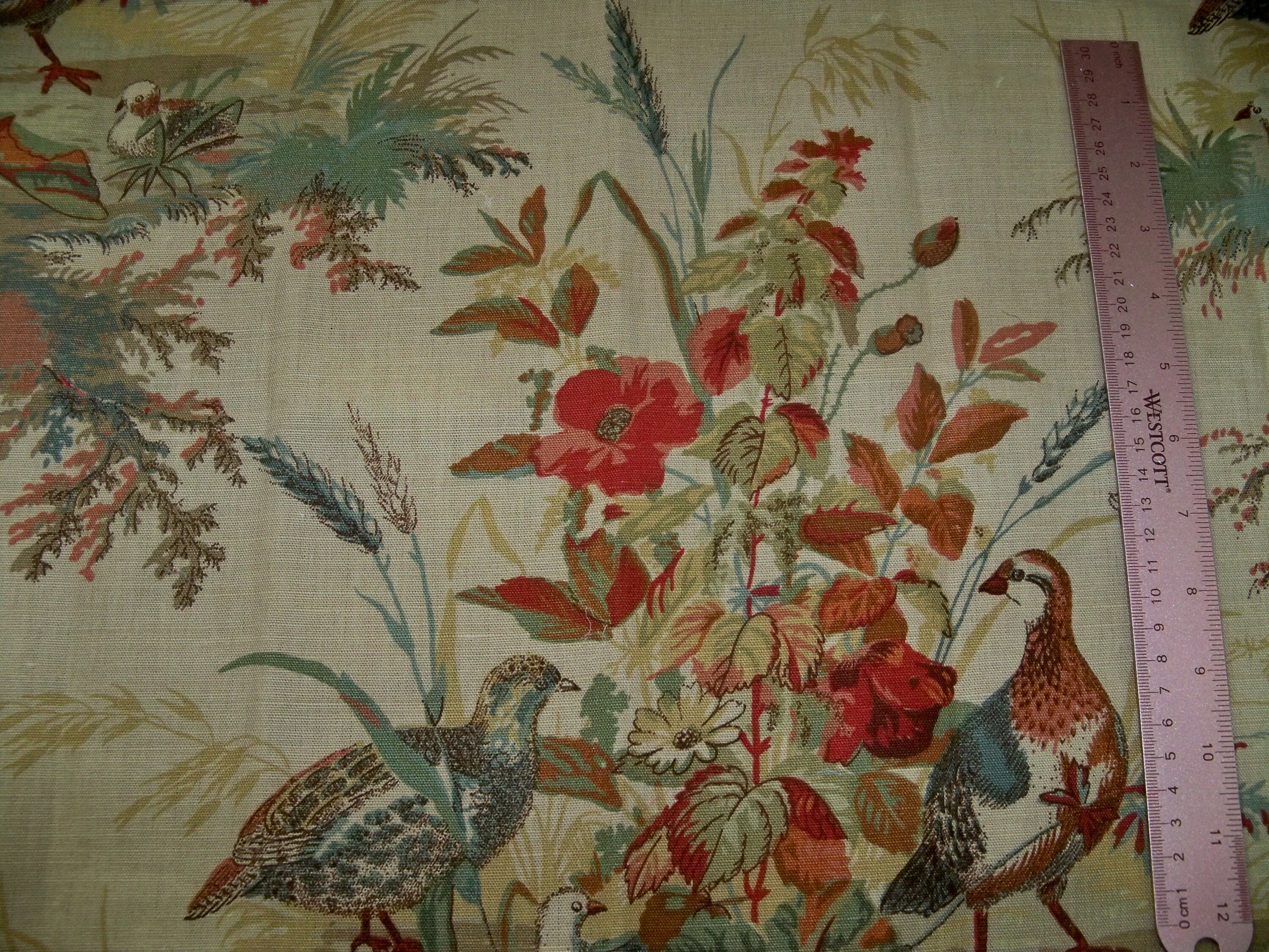 SCHUMACHER QUAIL MEADOWS Pheasants Toile Fabric 10 Yards Autumn