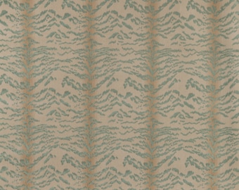 COWTAN TOUT Rajah Tiger Velvet Fabric 10 Yards Aqua