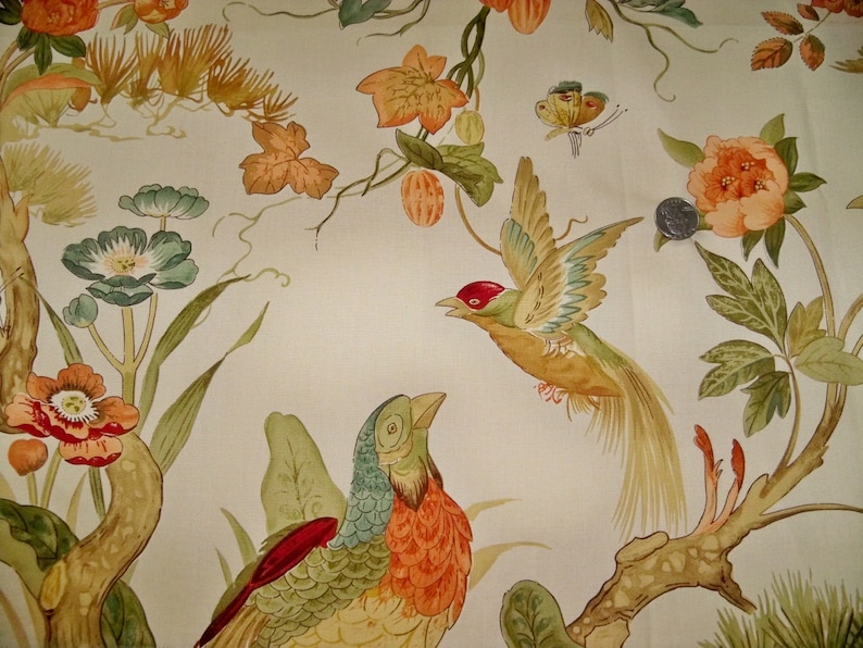 SCHUMACHER French CHINOISERIE PHEASANTS Fabric 10 yards Cream | Etsy
