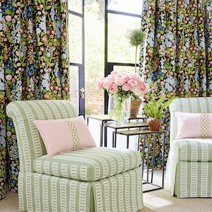 SCALAMANDRE Nymph Floral English Garden Cotton Print Fabric 10 Yards Black Multi