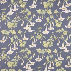 COLEFAX & FOWLER  Petunia Vines Printed Linen Fabric 10 Yards Navy blue