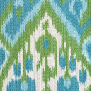 BRUNSCHWIG & FILS Italian Ikat Bonnieux Print Fabric Aqua Leaf