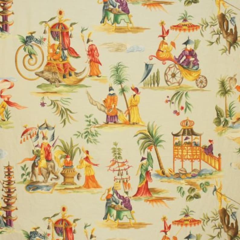 CLARENCE HOUSE CHINOISERIE Toile Linen Cotton Fabric 10 Yards Etsy