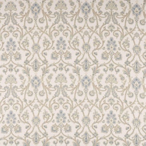 COLEFAX & FOWLER Ornamental Scrolls Medallions Floral Linen Fabric 10 Yards Old Blue Multi