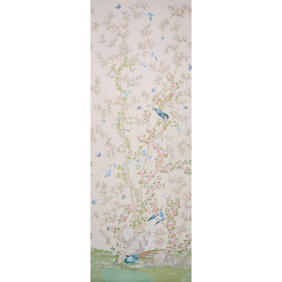 SCHUMACHER CHINOISERIE Bamboo Blossom TREES W Birds Fabric Wallpaper ...