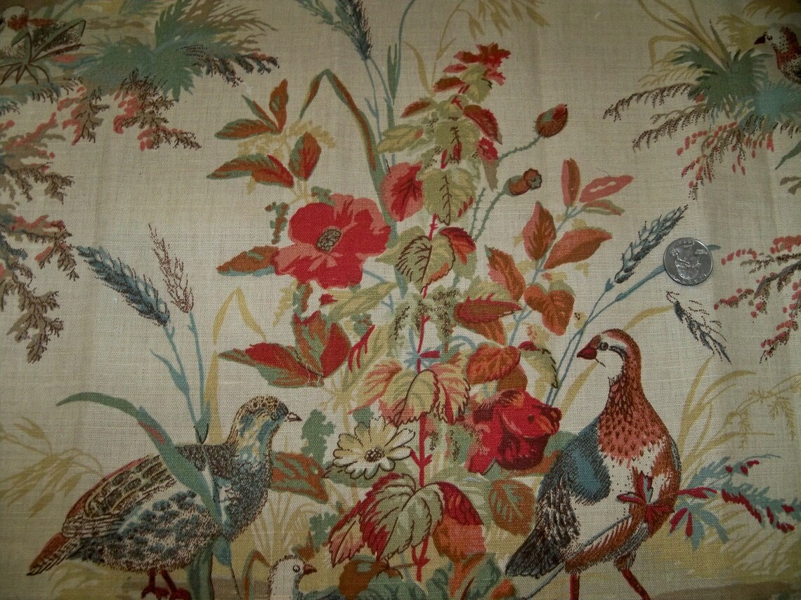 SCHUMACHER QUAIL MEADOWS Pheasants Toile Fabric 10 Yards Autumn
