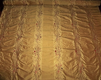BEACON HILL Robert Allen AURA Bestickter Seidenstreifen Stoff 13 Meter Bronze Honig Burgund
