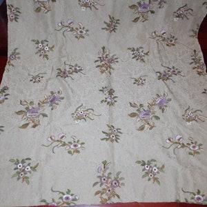 RALPH LAUREN Calton Les Embroidery Floral Silk Damask Fabric 3.75 Yard Remnant Multi
