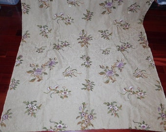 RALPH LAUREN Calton Les Embroidery Floral Silk Damask Fabric 3.75 Yard Remnant Multi